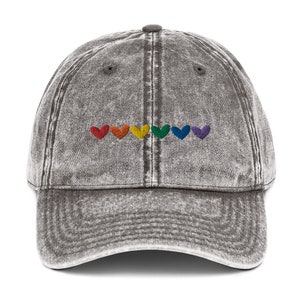 Denim Rainbow Hearts Dad Hat | Queer Flag | Gay Hat | LGBT Pride | Queer Gift