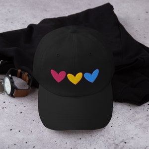 Pansexual Flag Hearts Dad hat