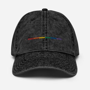 Gay Pride Rainbow Stripe Embroidered Denim Dad Hat LGBT Flag