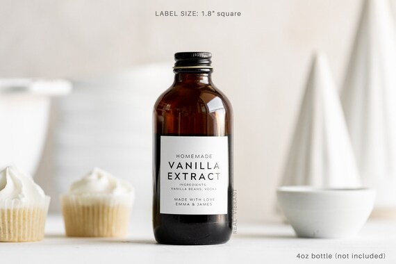 Vanilla Extract Labels minimal Design Personalized Water - Etsy