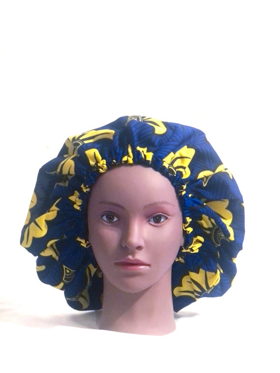 Bonnet de satin wax / madras , bonnet de nuit, accessoires cheveux