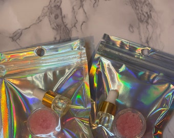 Muestras de exfoliante de azúcar y aceite corporal