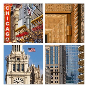 Cartões de nota da coleção Icons of Chicago, tamanho quadrado dobrado de 5,25 polegadas, envelopes combinando