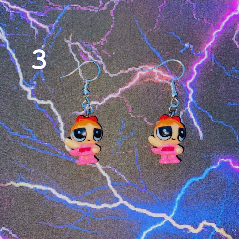 Powerpuff Girl Earrings Blossom Bubbles and Buttercup Etsy