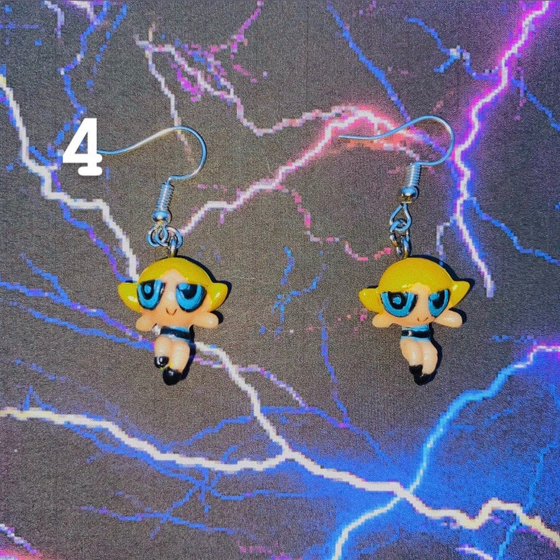 Powerpuff Girl Earrings Blossom Bubbles and Buttercup Etsy