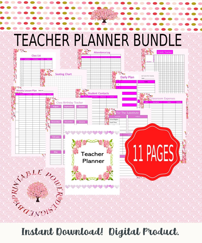 Academic Planner Teacher Resume Study Planner Teacher Etsy