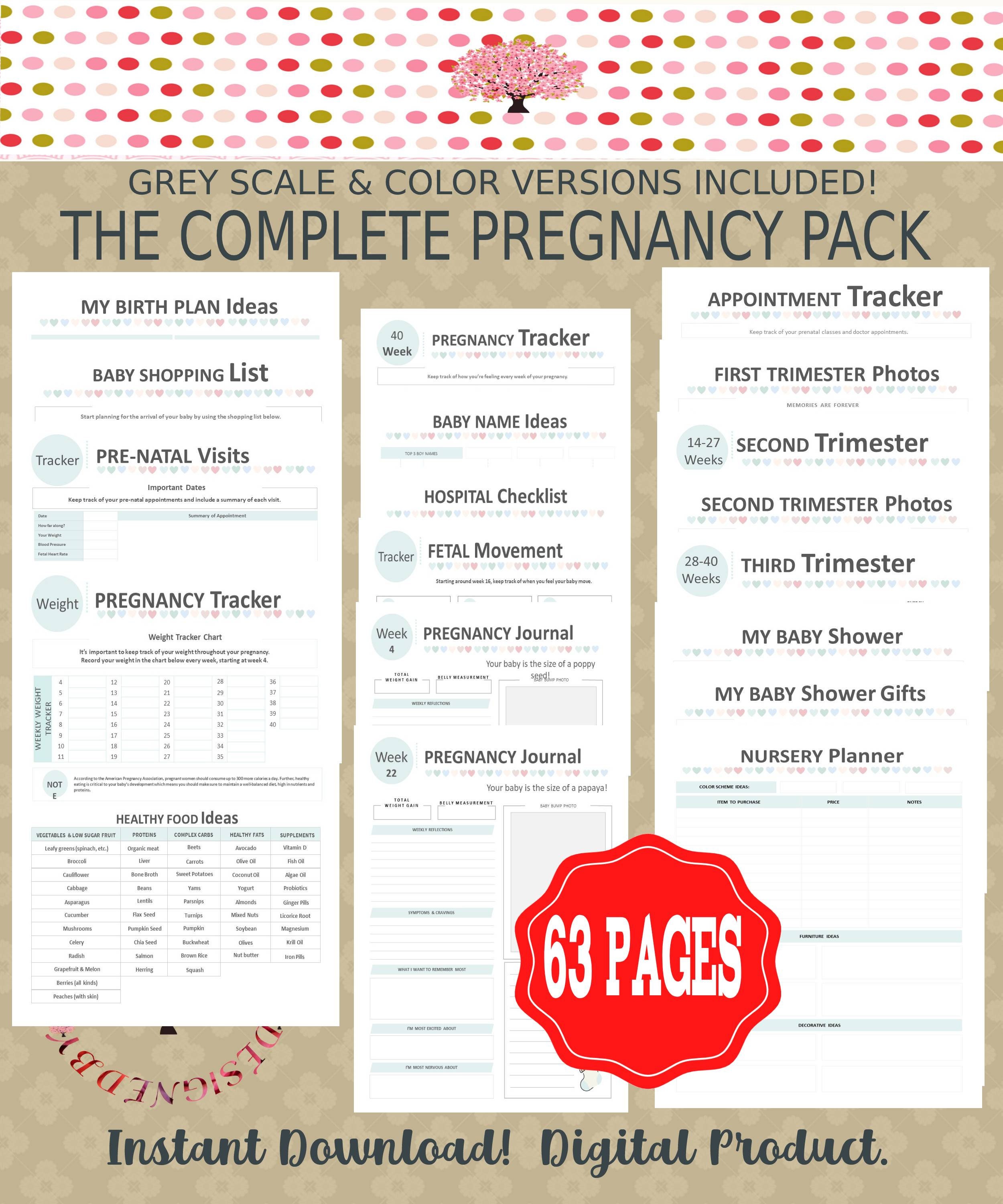 Pregnancy Journal Printables Meal Planner Expecting Mom Etsy