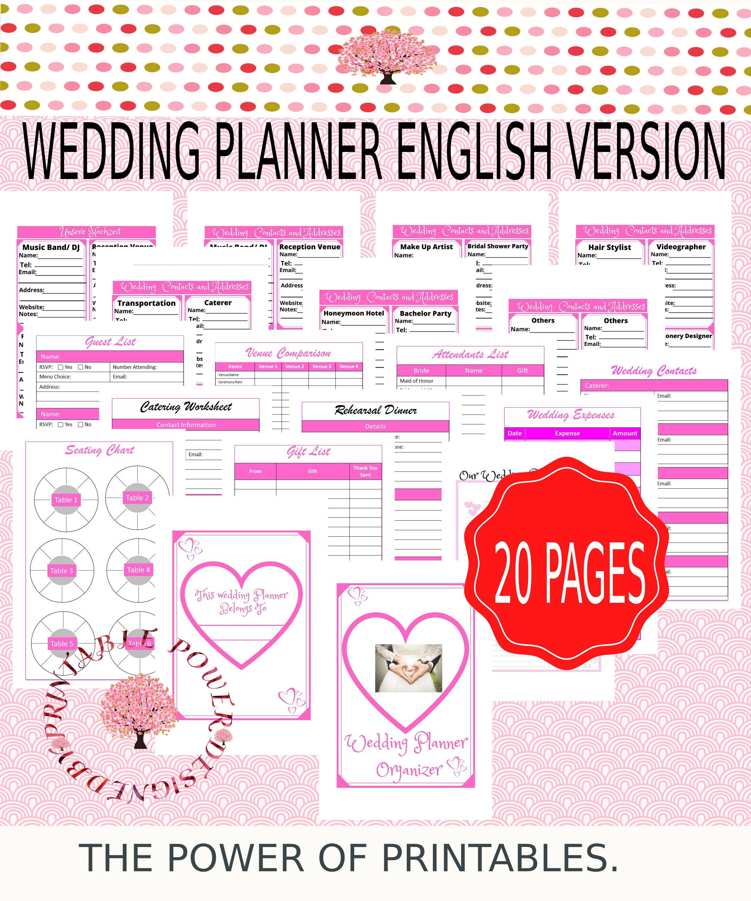 Wedding Planner Book, Wedding Planner, Wedding Template, Wedding