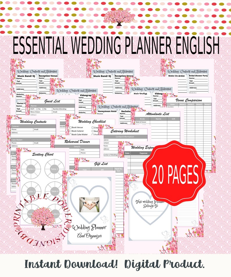 Wedding Planner Book, Wedding Planner, Wedding Template, Wedding