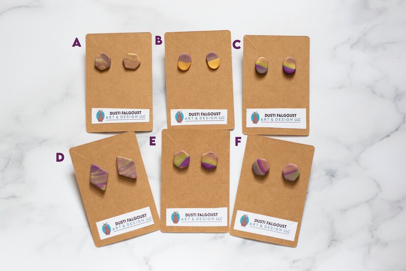 Mardi Gras Clay Stud Earrings Louisiana Mardi Gras Accessories Handmade Jewelry