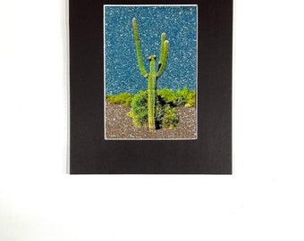 Fun Cactus Glitter Picture, Southwestern Decor, Cactus Wall Art, Glitter Wall Decor, Glitzy Art Gift