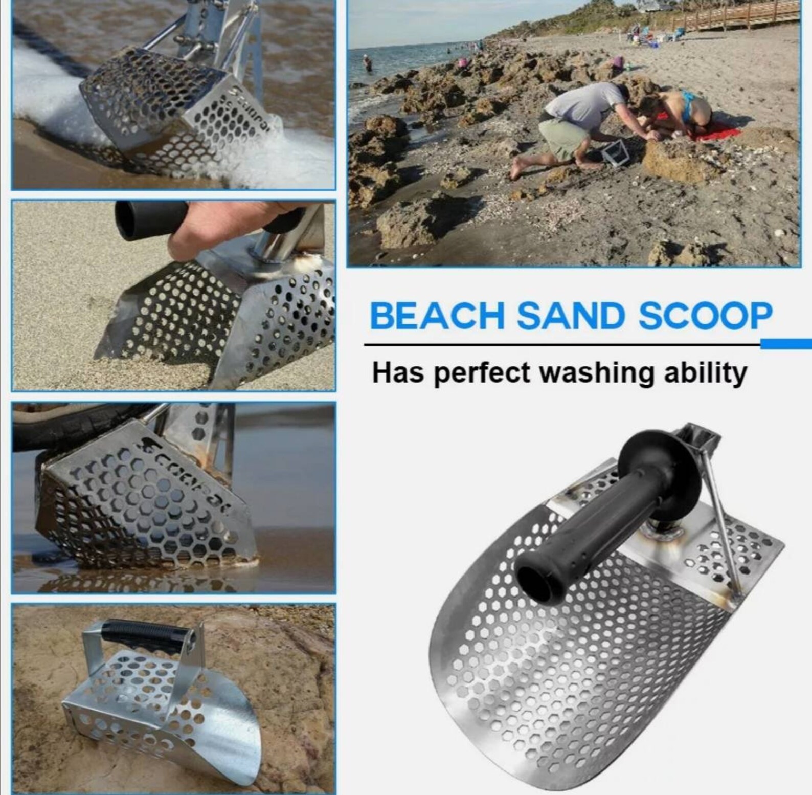 Beach Sand Scoop with Handle Metal Detecting Tool Stainless Etsy