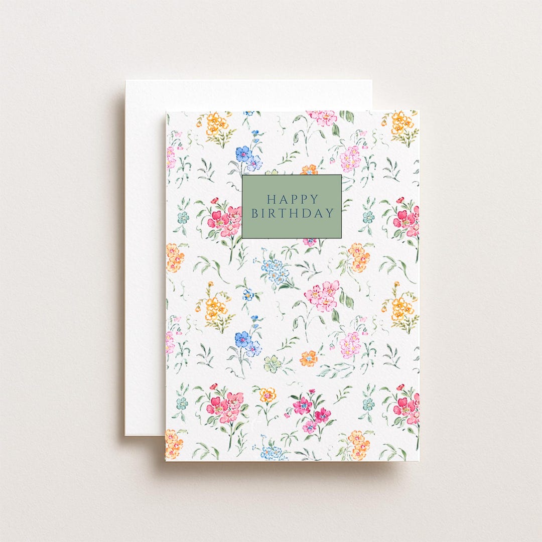 Happy Birthday Floral Card | Watercolor Wildflower Greeting Card ...