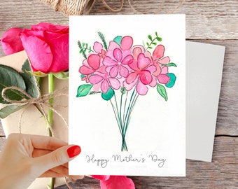 Happy Mother’s Day Flower Bouquet Watercolor Card