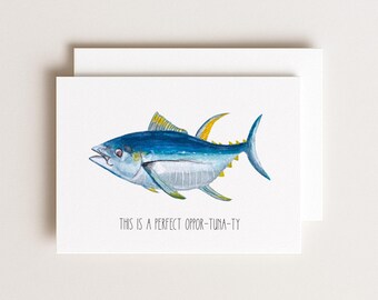 Tuna Pun Watercolor Greeting Card: Any Occasion