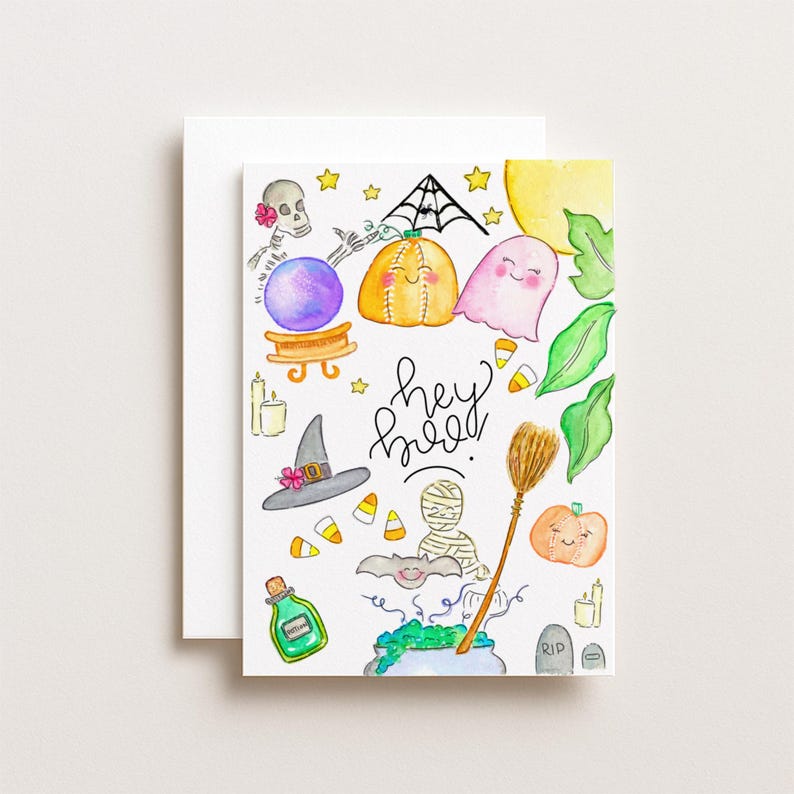 Hey Boo Skeleton Hey Boo Greeting Card - Etsy