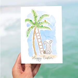 Carte Joyeuses Pâques Lapin Palmier