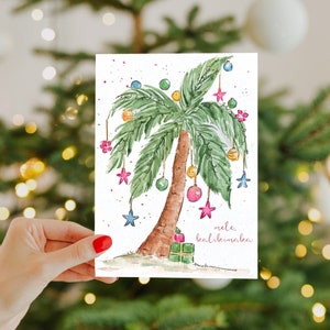 Mele Kalikimaka Weihnachtskarte| Palme Weihnachtsbaum | Hawaiianische Weihnachten