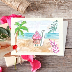 Streut Cupcake auf der Strandkarte