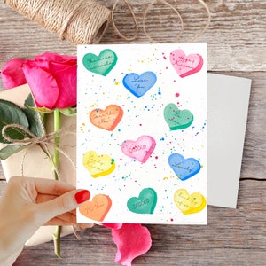 Candy Hearts Valentijnsdag Kaart