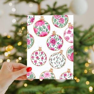 Voor- en achterkant ornamenten kerstkaart