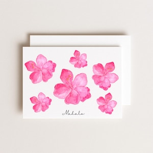 Nani Mahalo Watercolor Hibiscus Card image 1