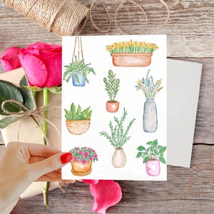 Cartão de plantas bonitas na frente e atrás
