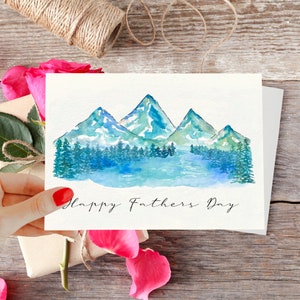 Tarjeta de Acuarela Montañas Feliz Día del Padre