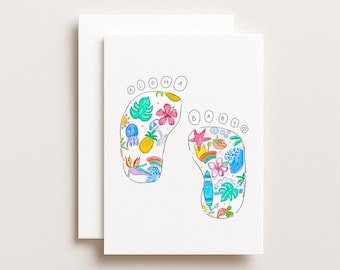Tropical Baby Feet Greeting Card