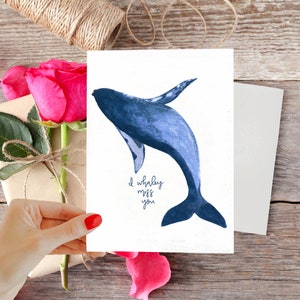 Tu me manques Whaley Carte de vœux aquarelle