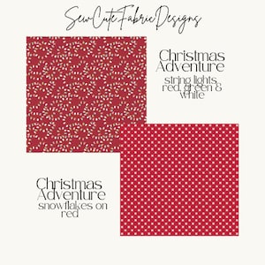 Weihnachtsferien Fabric String Lights & Schneeflocken. Riley Blake Stoff. 100% Quilt-Baumwolle. Rot und Grün