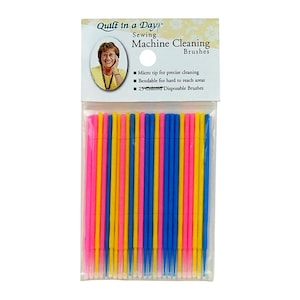 Cleaning Brushes for Sewing Machine. Quilt In A Day, pack of 25 micro lint cleaning brushes with bendable handle and reusable.