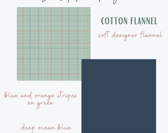 Light Blue Cotton Flannel Fabric: Grow & Harvest, Plaid Stripes
