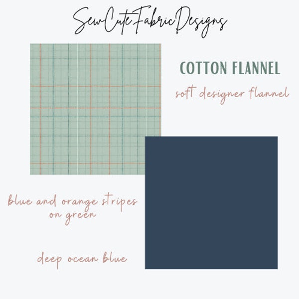 Soft Light Blue Cotton Flannel / Grow & Harvest by Art Gallery Fabrics. Light blue/green plaid or stripes.