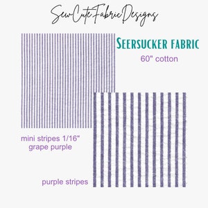 Striped Seersucker Fabric: Grape and Purple Mini Stripe, 60&quot; Wide