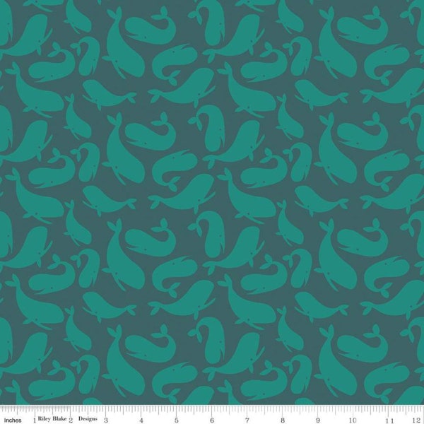Mermaids & Ocean Whales on Teal, 100% Quilting Cotton, Great for apparel, quilting, home decor and more. Nursery Fabric