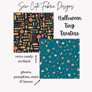 Tiny Treaters Retro Candy Cotton Fabric / Riley Blake Designs / Teal and Black