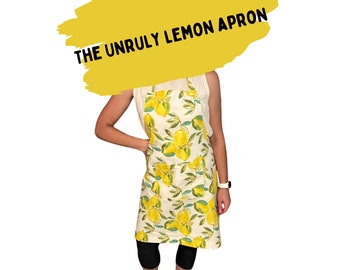 Lemon Apron / Cooking Cover Up / Unisex Gift / Soft Canvas Fabric