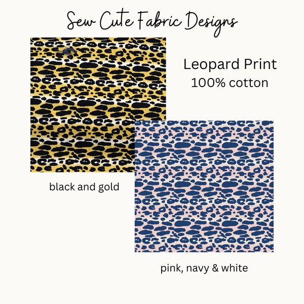 Leopard Print Fabric Pink and Blue or Yellow and Black Animalia Exotica Oasis from Indigo & Aster Art Gallery Fabric 100% Cotton OKEO-TEX