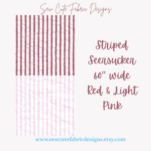 Striped Seersucker Fabric: Red & Light Pink 100% Cotton - 60&quot; Wide