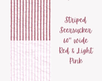 Tela de seersucker a rayas: rojo y rosa claro, 100 % algodón, 60" de ancho