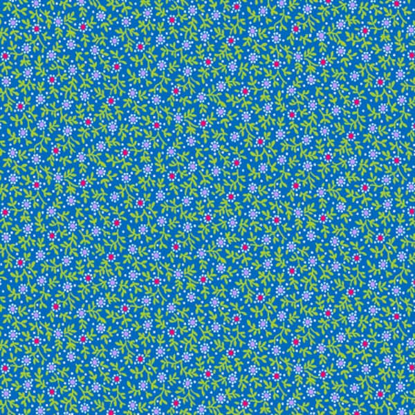 Bliss Mini Floral - QT Fabrics, 100% Cotton, Fabric by the yard, Small flowers on blue background