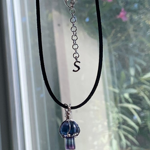 Crystal Wire Wrapped Mushroom Necklace Etsy