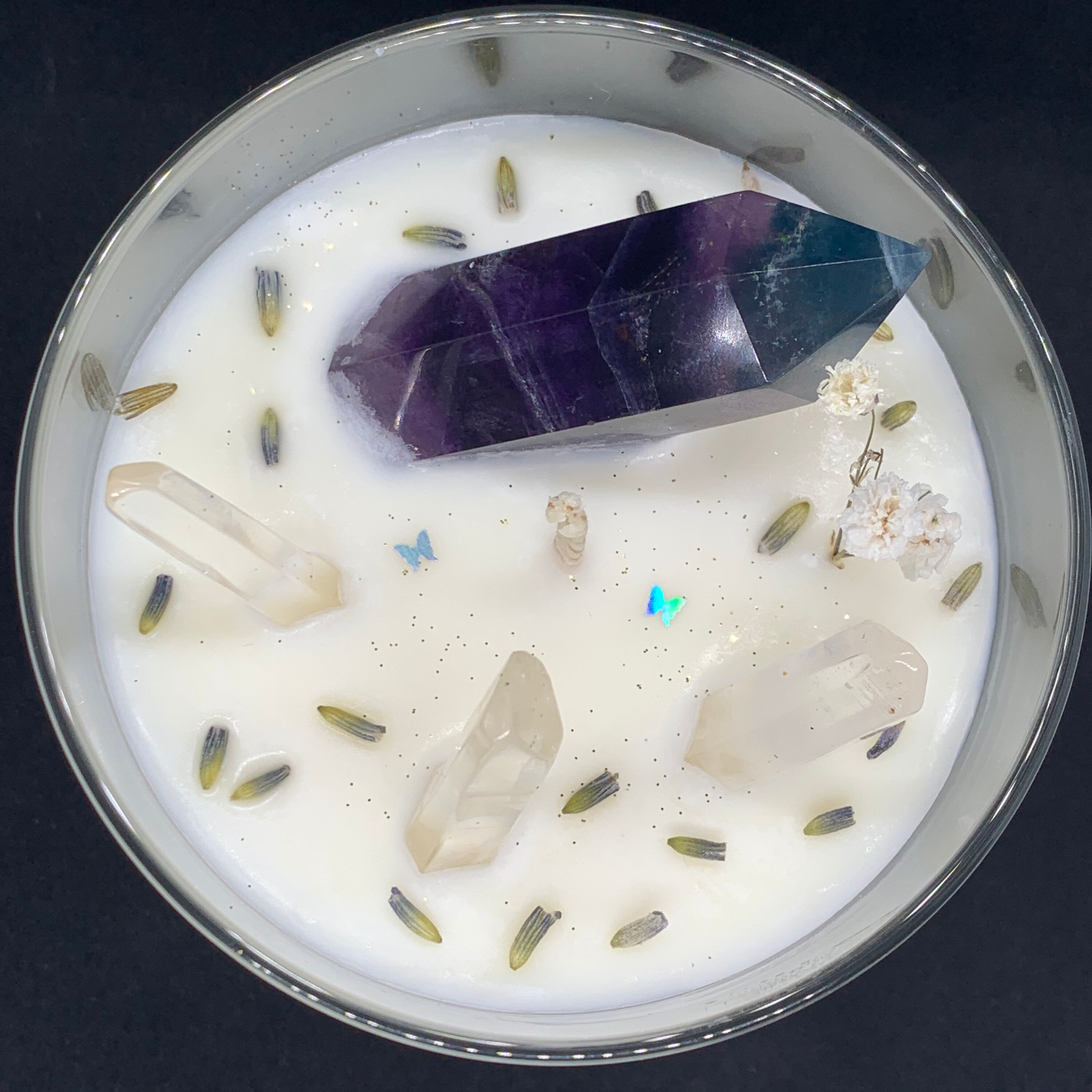 CUSTOM 9oz Crystal & Herb Infused Candle available in black Etsy