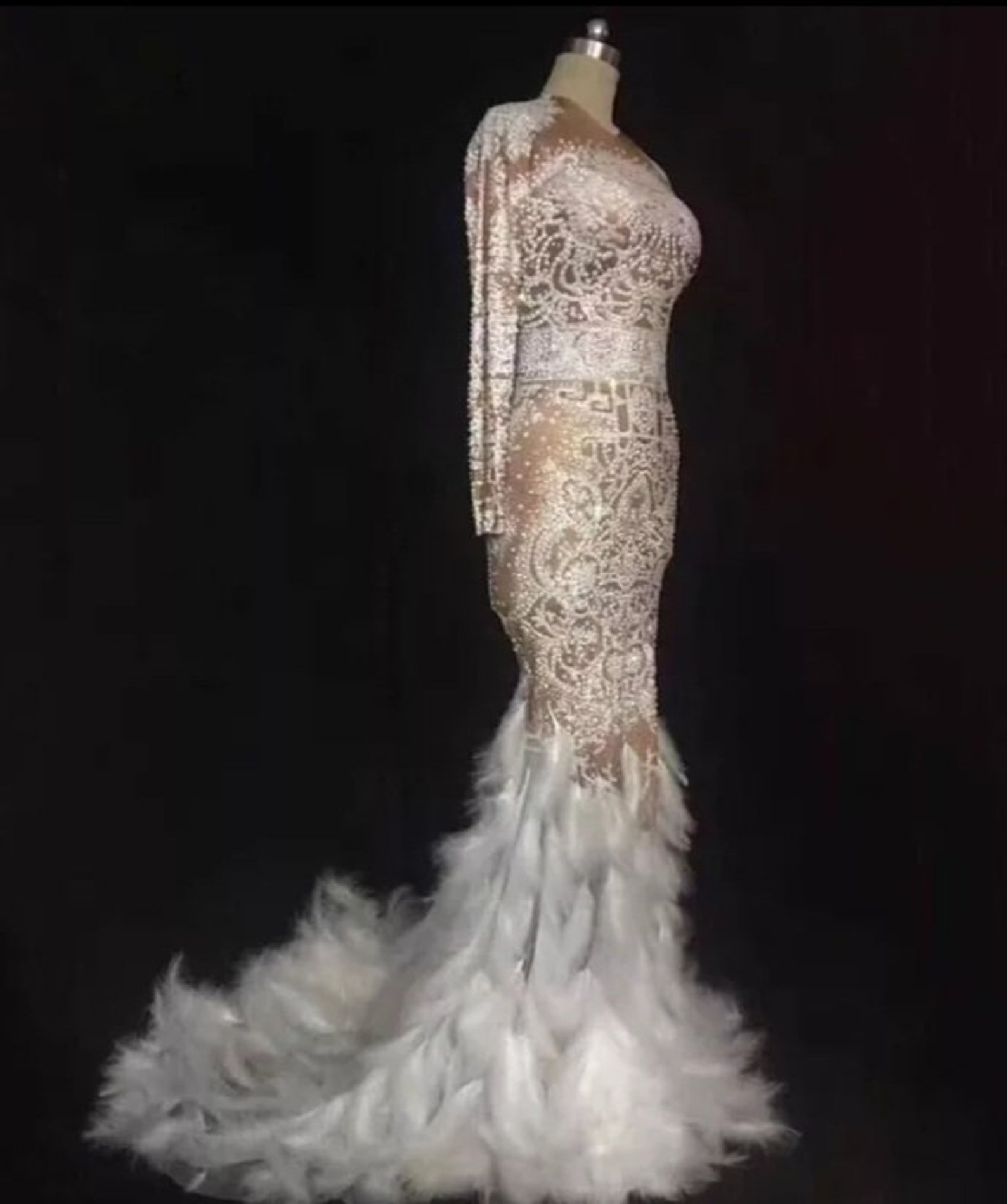 Feather Beaded Dress Etsy