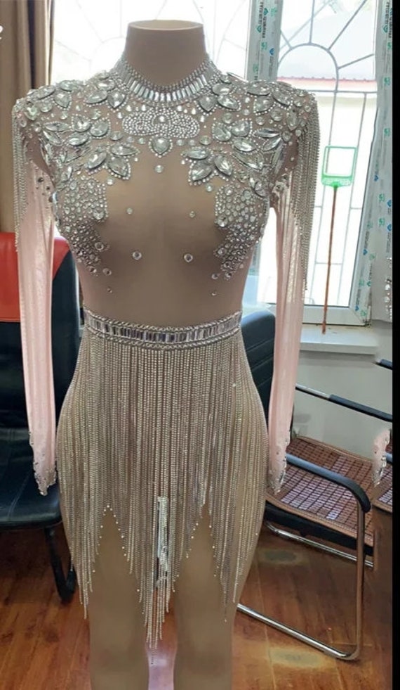 Sexy Rhinestone Bodysuit Ready to Ship Etsy