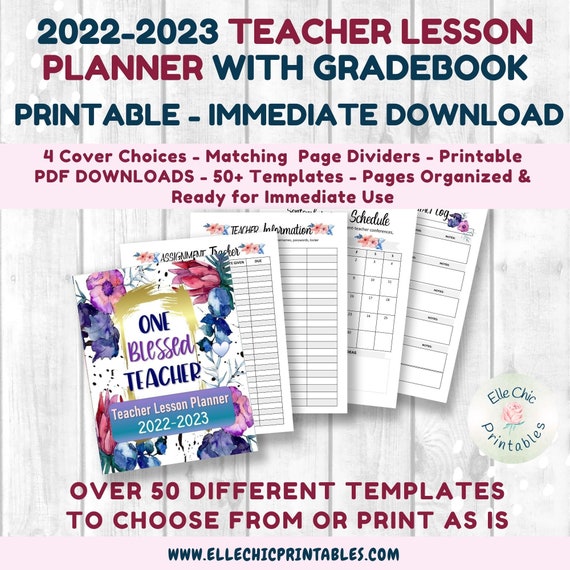 Teacher Lesson Planner 20222023 Printable Gradebook 8.5 X Etsy