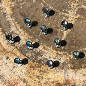 Labradorite Labret Piercing, Earring, Push Pin, Crystal, 16G, mineral, Magick, Witch