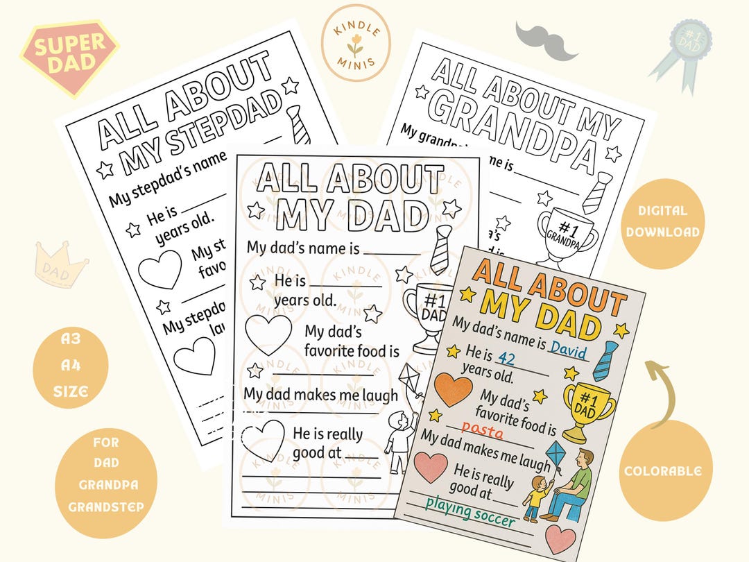 Father’s Day Printable | All About My Dad Coloring Page | Kids Activity ...