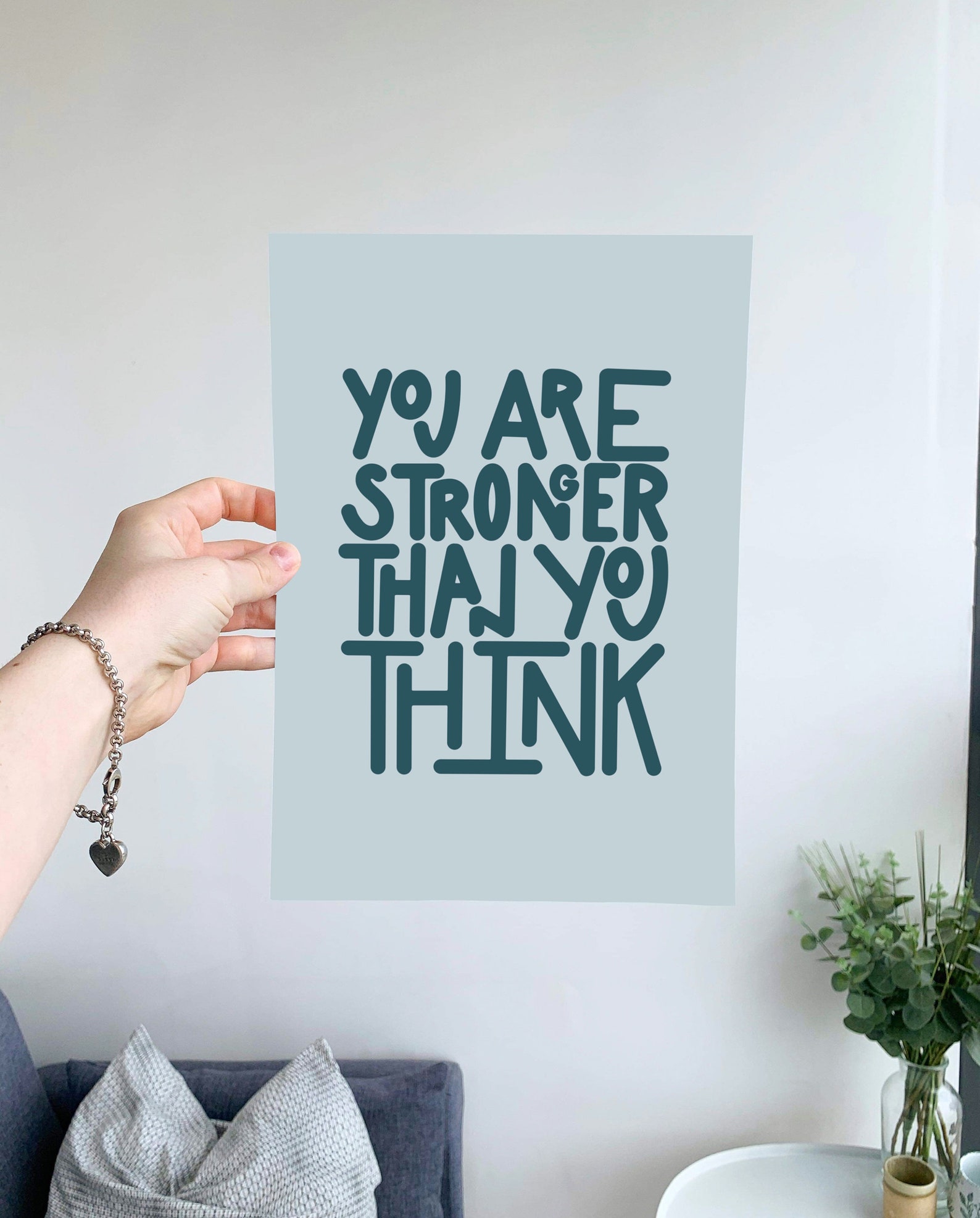 Je bent sterker dan je denkt Groen Kunst aan de muur Etsy